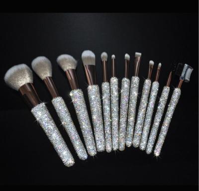 China New 12pcs Diamond Makeup Brush Set Aluminum Shell Brush Eye Beauty Tools Powder Eyeshadow Cutting Beauty Blending Cosmetics Make Up Tool for sale