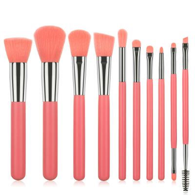 China Angular Blush 10pcs Makeup Brush Set Red Personal Makeup Brush Set for sale