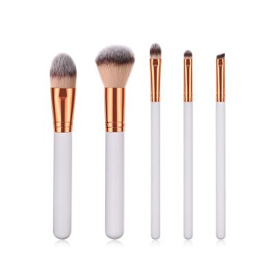 China Angular Blush 5 6 9 15 Pieces Gold Handle Tube White Cosmetic Make Up Brushes Makeup Brush Set for sale