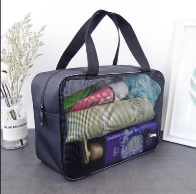 China 1PC Fashion Makeup Bag Gauze Portable Large Capacity Fashion Toiletry Organizer Black Toiletry Bags Transparent Makeup Pouch for sale