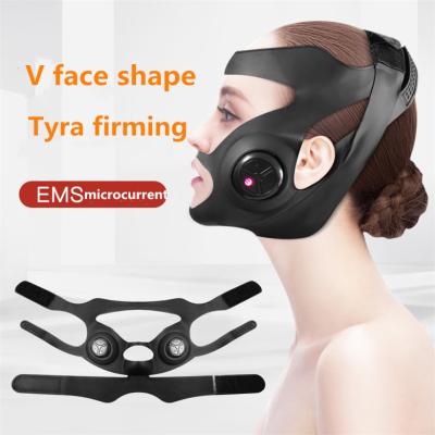 China Skin Tightening 5 Gears EMS Massage Available USB Charging EMS Washable High Elasticity Silicone V Line Facial Massager for sale