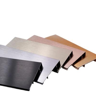 China Modern Rose Gold Skirting Ready to Ship Hot Sale Modern 4 5 6 8 10 cm Brushed Aluminum Profile Decorative Metal Rose Gold Skirting for sale