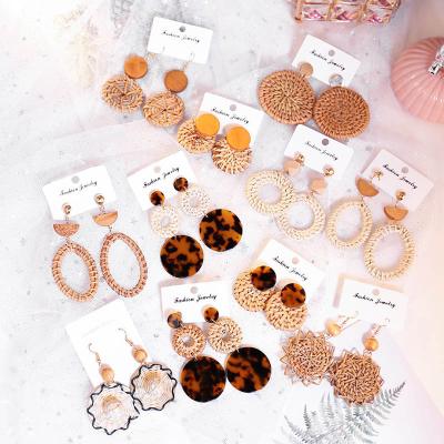 China BOHEMIA fashion personality family earrings characteristic rattan woven earrings women acrylic earring for sale