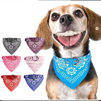 China Pet Puppy Collars Small Dog Cat Collar Print Scarf Design Outdoor Stocked Dog Collar Scarf Cute Adjustable Drool Towel for sale