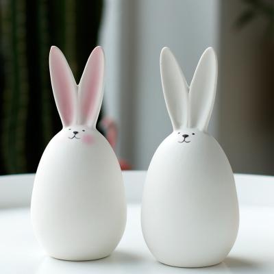 China European Rabbit Day Easter Style Indoor Ceramic Rustic Home Ornaments Decor Sculpture Crafts For Easter for sale