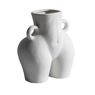 China Europe Living Room Indoor Boho Modern Naked Butt Burn Bum Chic Woman Female Body Bum Shaped Porcelain Ceramic Flower Vase For Home Decor for sale