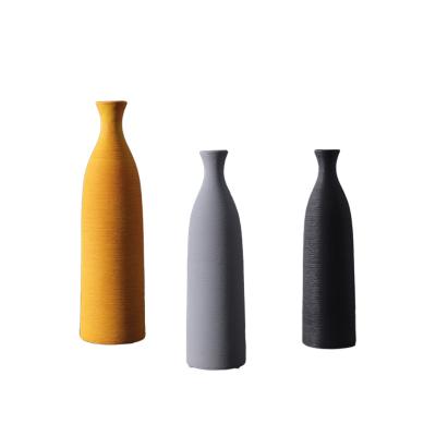 China Modern Nordic Europe Style Porcelain Matte Black Tall Ceramic Flower Vases For Home Decor Wedding for sale