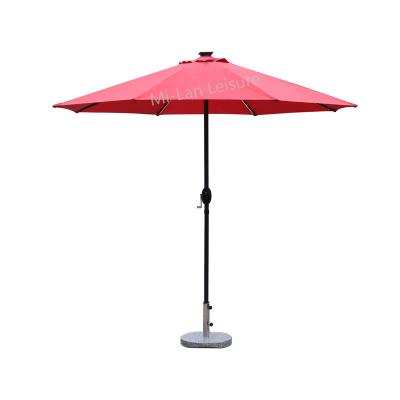 China 9ft Market Garden Umbrella Sale Modern Led Lighted Charger Solar Patio Umbrella with Tilt and Crank for sale