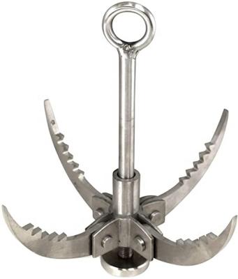 China Magnet Stainless Steel Industrial Foldable Tackle Hook With 4 Stainless Steel Folding Claws for sale