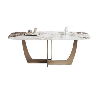 China Minimalistic Modern Luxury Nordic Dining Table Stainless Steel Creative Modern Marble Dining Table for sale