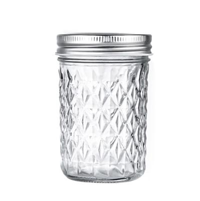 China Freshness Preservation 350Ml Wide Mouth Empty Clear Glass Mason Jars With Airtight Lids And Bands For Canning for sale