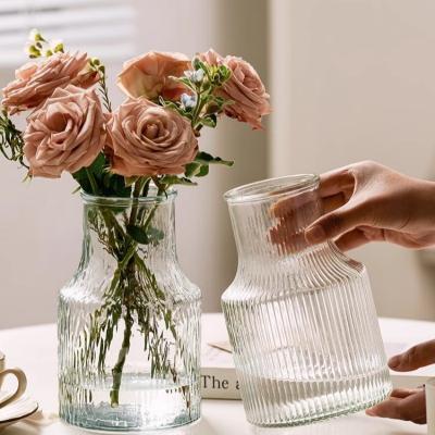 China Contemporary Selling transparent gold Iced Milk Glass Vases Clear Glass Flower Vases for sale