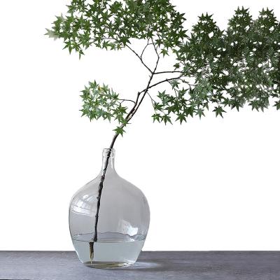 China Contemporary wholesale High quality decoration big clear flower plant vases flat round glass vase for sale