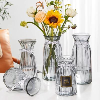 China Modern Custom transparent crystal flower vase living room glass vase for home decoration for sale