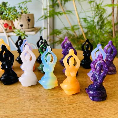 China Europe Wholesale High Quality Hand Open New Styles Healing Woman Crystal Carving For Gifts Yoga Decoration for sale