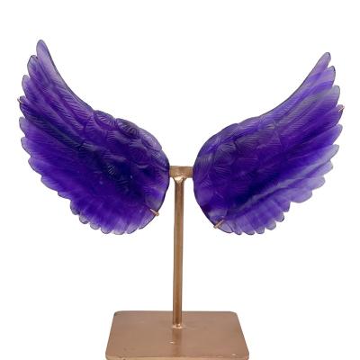 China Customization Crystal Wings Carving Angel Wings natural handmade Crystal Crafts Healing Crystal Wings from Europe for sale