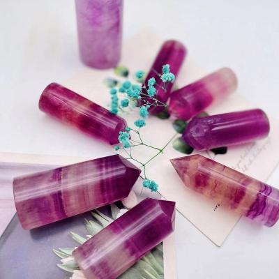 China Wholesale High Quality Natural Stone Healing Points Rainbow Watermelon Fluorite Towers Crystal Points From China for sale