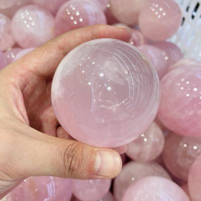 China Europe Wholesale Healing Natural Crystal Sphere Rose Quartz Sphere Ball Pink Gemstone Crystal Ball for sale