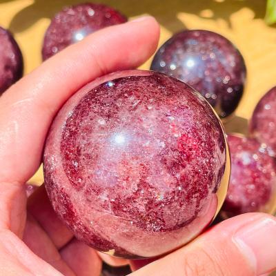 China Wholesale High Quality Natural Crystal Sphere Reiki Healing For Crystal Healing Strawberry Quartz Ball Decoration for sale