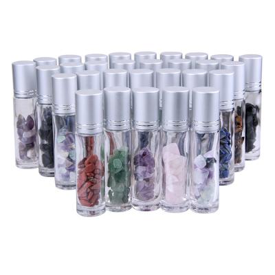 China Europe Wholesale Crystal Glass Bottle Tumble Essential Oil Bottle Macadam Stone Jewelry Beads Cosmetic Bottles for sale