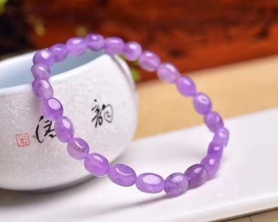 China Europe Natural Healing Crystal 6mm Lavender Amethyst Oval Round Stone Bead Crystal Bracelet Crystal Crafts for sale