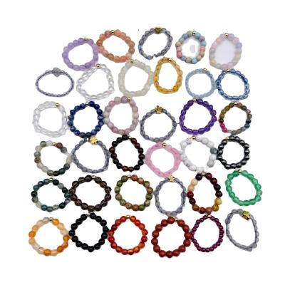 China China wholesale resizable natural stones rings gemstone crystal crystal beaded 4mm rings for women girls gifts for sale