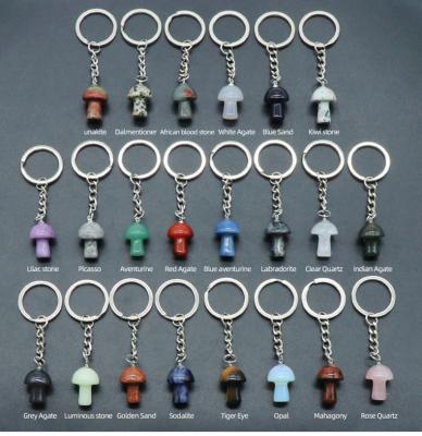 China Healing Gifthealing Europe Small Stone 2cm Small Mushroom Key Chain Charm Jewelry Wholesale Natural Crystal Cute Bag Charm for sale