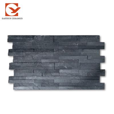 China Nature Split Outdoor Dark Gray Color Natural Flexible Slate Facing Thin Stones Ledge Wall Stone for sale