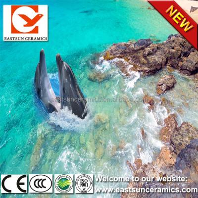 China 3d bathroom floor art ceramic tile seaworld dolphin 3d wall and tile blue, 3d bathroom floor, 3d wall and tile for sale