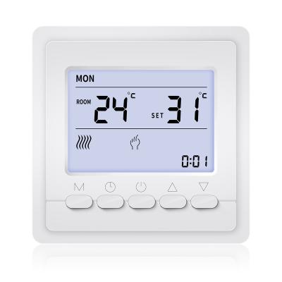 China Modern Digital Programmable Indoor LCD Thermostat Gas Boiler Temperature Controller Key Operation Under Floor Heating Thermostat for sale