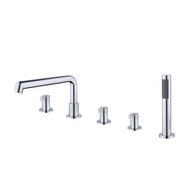 China Without Slide Bar Brass Bathtub Mixer New With 5 Holes Hot And Cold Water Chrome Faucet And Black Bathroom Faucet for sale