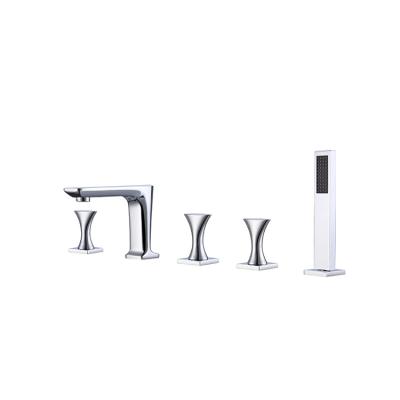 China Modern Nordic Style Waterfall Faucet Shower Set Spout Tub Mixer With Hand Spray For Bathtub Faucet for sale