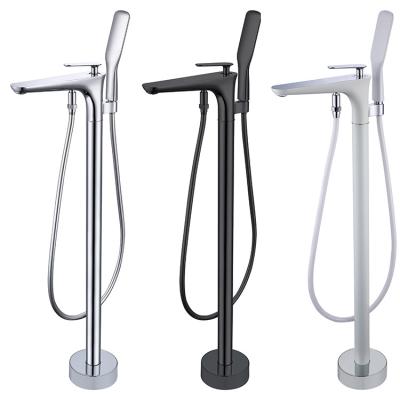 China Without Sliding Bar JIAEN Polished Banera Freestanding Shower Double Handle Bathtub Faucet Mixer Bathroom Mixer Tap for sale