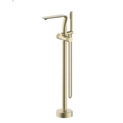 China Without Matte Black Square Bathtub Shower Sliding Bar Bathroom Waterfall Mixer Taps Floor Standing Hot Cold Water Shower Faucet Mixer Tap for sale