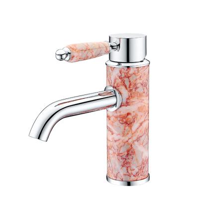 China Thermostatic Single Level Basin Faucet Bathroom Faucets Brass Plated Single Handle Deck Mounted Basin Faucet Basin Mixer for sale