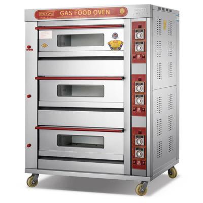 China Commercial Electric 3-Layer 9-Tray Plant, Bakery Machine Stainless Steel Pastry Bread Pizza Toaster Grill Convection Deck Vegetable Processing Oven for sale