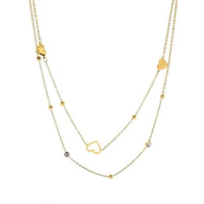 China Small CLASSIC Simple Hollow Trendy Necklace Love Diamond 18K Gold Stainless Steel Necklace For Women for sale