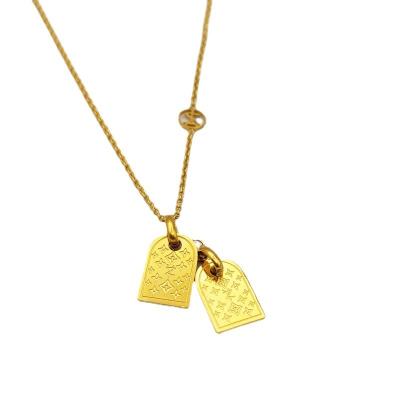 China Trendy Double Card Pattern Four Leaf Clover Sense Design Niche Necklace 18K Gold Plated Stainless Steel TRENDY Necklace for sale