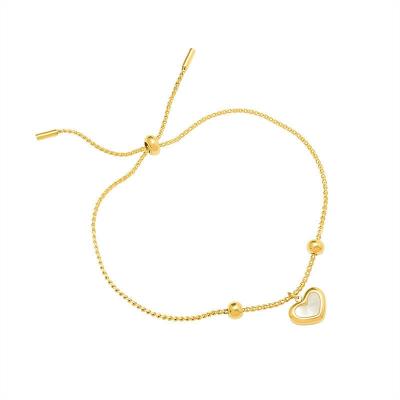 China FASHIONABLE Japanese Simple Love and Small Peach Heart 18K Stainless Steel Bracelet for Women Adjustable Thin Shell Bracelet for sale