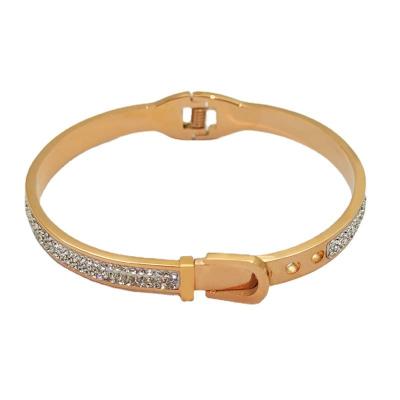 China CLASSIC Border Small Explosive Belt Shaped Light 18K Rose Gold Bracelet Luxury Stainless Steel Bracelet Bangle for sale