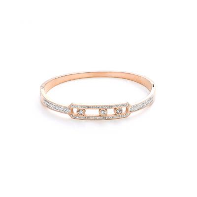 China FASHIONABLE Hollow Diamond Stainless Steel All-match Temperament Fashion 18K Gold Simple Bangle Geometric Bangle Bracelet for sale