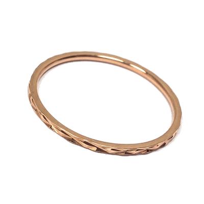 China TRENDY Minimalist Ring Stainless Steel Lingger Maids Jewelry Women's 18K Rose Gold Fashion Ring for sale