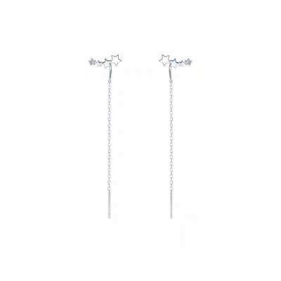 China TRENDY Korean fashion star stainless steel earrings CIA design minimalist tassel earrings for sale