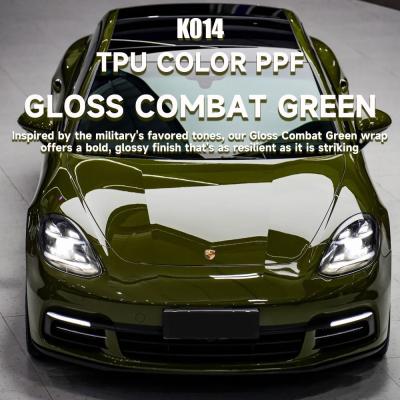 China K015 TPU Full Vinyl Wrap Film With Gloss Combat Green Coloured Ppf Wrap for sale