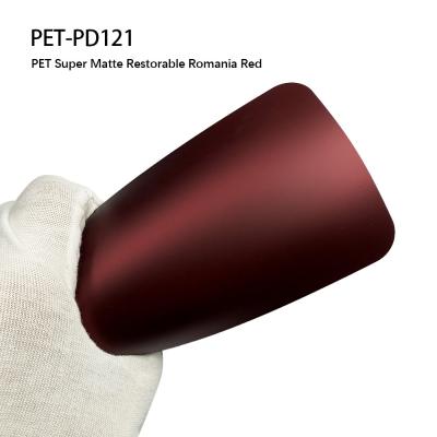 China PET-PD122 PET Car Body Matte Wrap Film Restorable Romania Red 7.5mil for sale