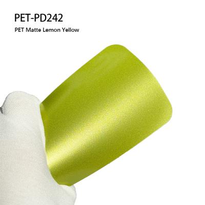 China PET-PD242 PET Matte Lemon Yellow Car Wrap Film Vinyl Sticker 7.5mil for sale