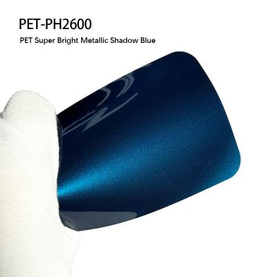 中国 PET-PH260 鮮やかな金属色青の影付きのPVC光り輝くラップフィルム 販売のため