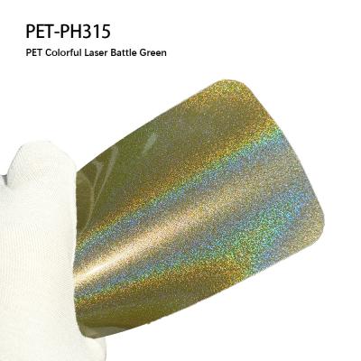 China PET-PH315 PET Laser Battle Green Car Vinyl Wrap Sticker Anti Scratch Colorful for sale