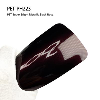 China PET-PH223 PET Bright Metallic Black Rose Car PPF Sticker 1.52m X 18m Self Adhesive for sale