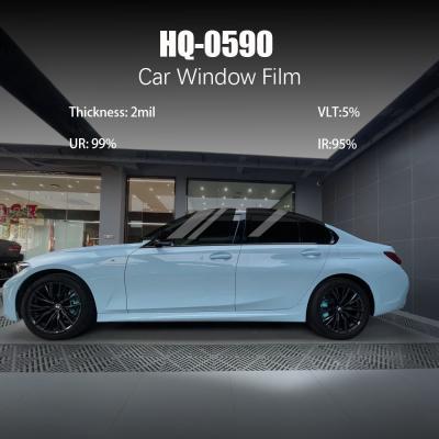 China VLT 5% UR 99% HQ-0590 Auto Window Tint Film Zelfklevend Op maat Te koop